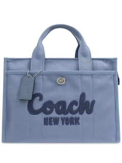 Coach Logo Embroidered Tote Bag In Blue