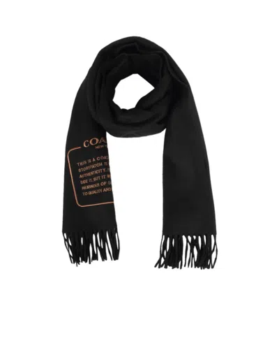 Coach Logo Embroidery Scarf In Black