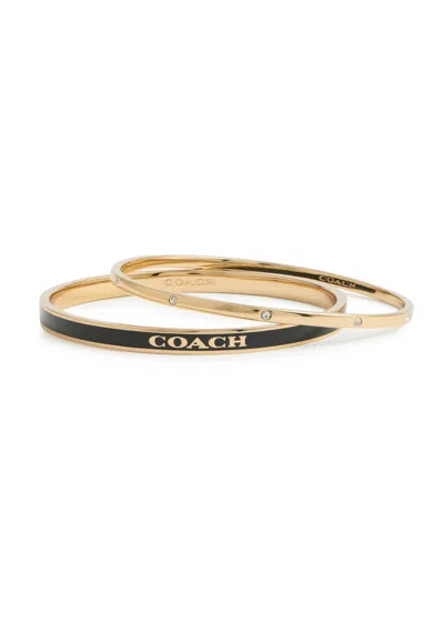 Coach Logo Enamelled Bangle In Black
