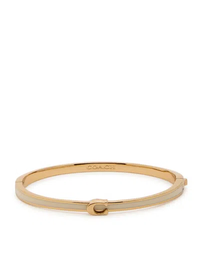 Coach Logo Enamelled Bangle In White