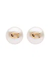Coach Logo Faux Pearl Stud Earrings In Pearl