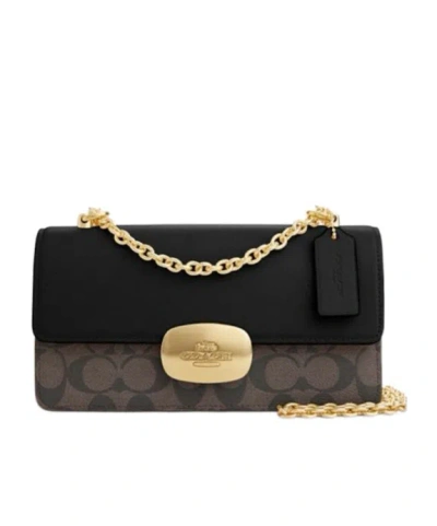 Coach Logo Flip Shoulder Bag In Black