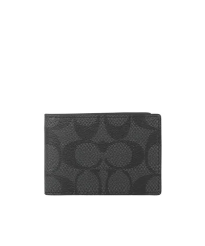Coach Logo Foldover Card Holder In Black
