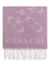 Coach Logo Fringed Scarf In Pink