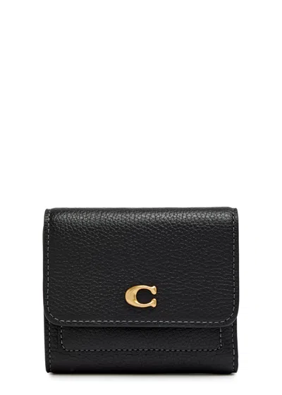 Coach Logo Grained Leather Wallet In Black