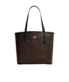 Coach City Tote In Signature Canvas In Brown