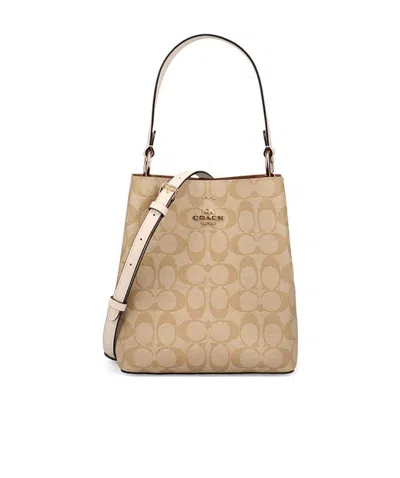 Coach Logo Handbag In Nude