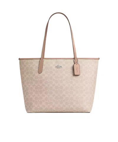 Coach Logo Handbag In Nude