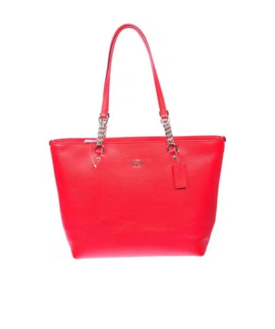Coach Logo Handbag In Red