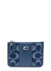 Coach Logo-jacquard Denim And Leather Wallet In Denim
