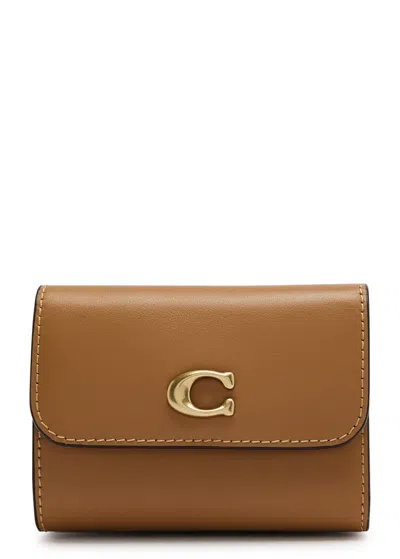 Coach Logo Leather Wallet In Brown