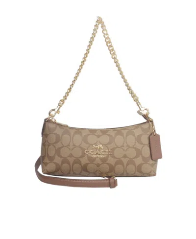 Coach Logo Logo Shoulder Bag In Nude