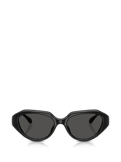 Coach Logo-metal Geometric-frame Sunglasses In Black