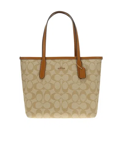 Coach Logo Mini Shoulder Bag In Nude