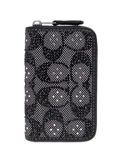 Coach Logo-monogram Studded Wallet In Black