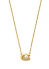 Coach Logo Necklace In Brown