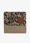 Coach Logo Patch Animal Print Wool-blend Scarf In Sand