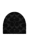 Coach Logo-patterned Beanie In Black