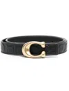 Coach C-plaque Leather Belt In Black