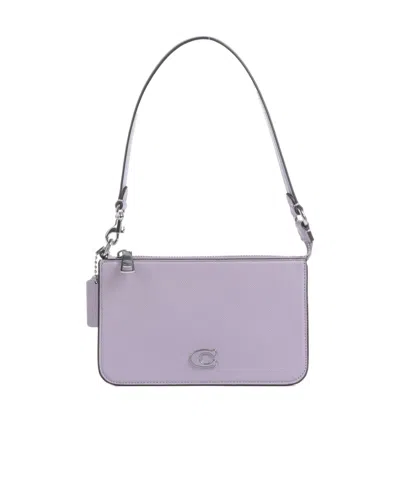 Coach Logo-plaque Leather Bag In Purple