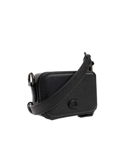 Coach Logo-plaque Leather Messenger Bag In Black