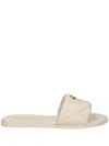 Coach Logo-plaque Leather Slides In Neutrals