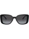 Coach Logo-plaque Square-frame Sunglasses In Black