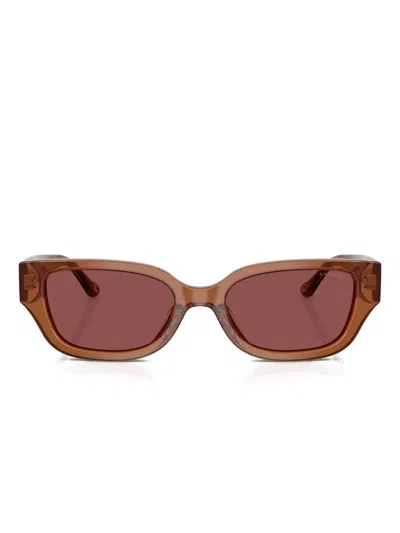 Coach Logo-plaque Square Sunglasses In Brown