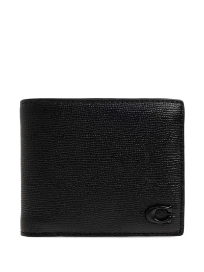 Coach Logo-plaque Wallet In Black
