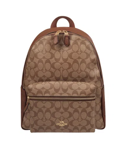 Coach Logo Print Backpack In Brown