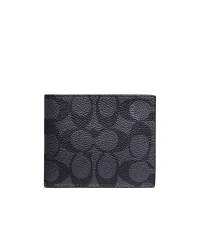 Coach Logo-print Bi-fold Wallet In Black