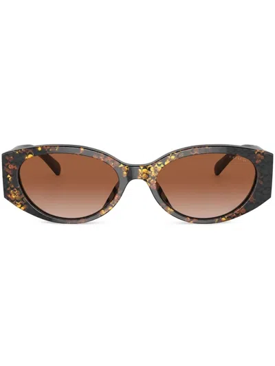 Coach Logo-print Tortoiseshell Sunglasses In Grey