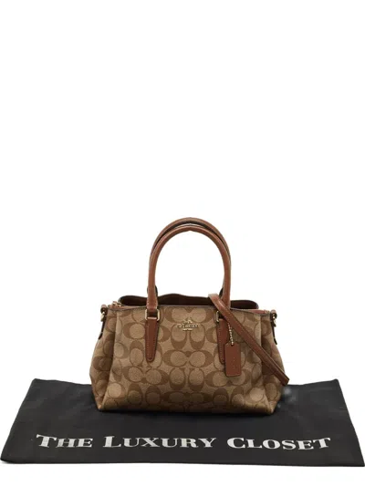 Pre-owned Coach Logo-print Tote Bag In Brown