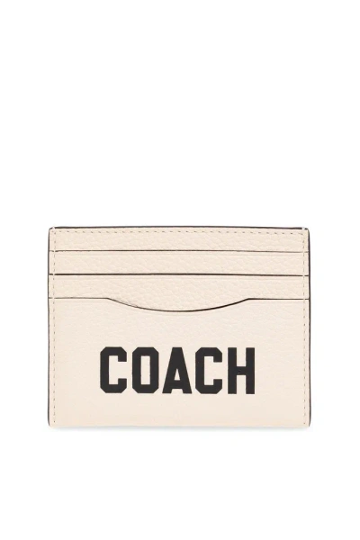 Coach Logo Printed Card Case In Beige