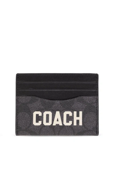Coach Logo Printed Card Case In Black