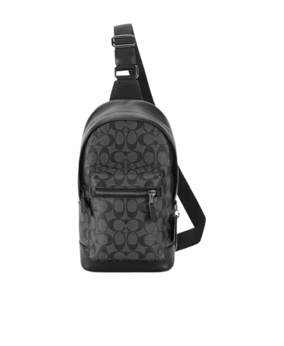 Coach Logo Printed Chest Bag In Black