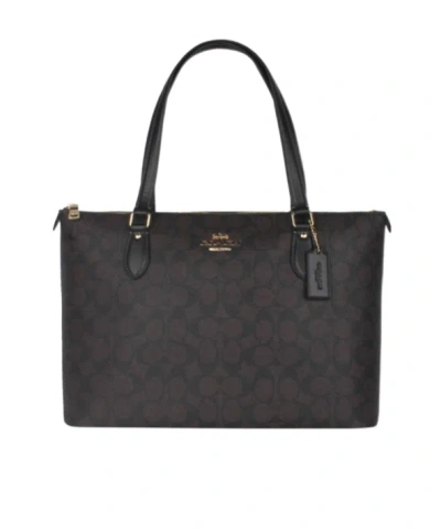 Coach Logo Printed Handbag In Black