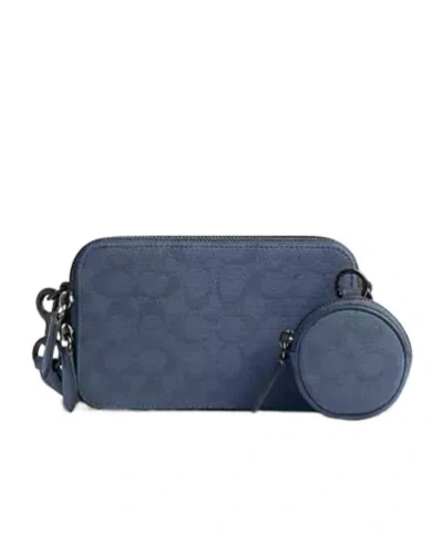Coach Logo-printed Zipped Shoulder Bag In Blue