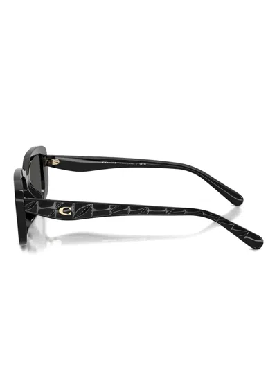 Coach Logo Rectangle-frame Sunglasses In Black
