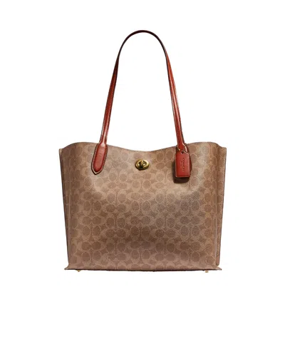 Coach Logo Shoulder Bag In Brown