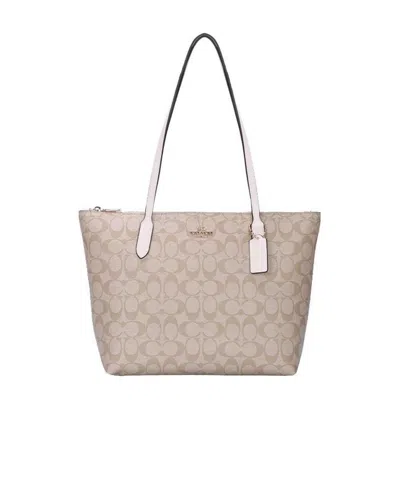 Coach Logo Shoulder Bag In Nude