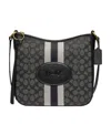 Coach Logo Striped Shoulder Bag In Black