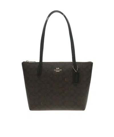 Coach Logo Tote Bag In Brown