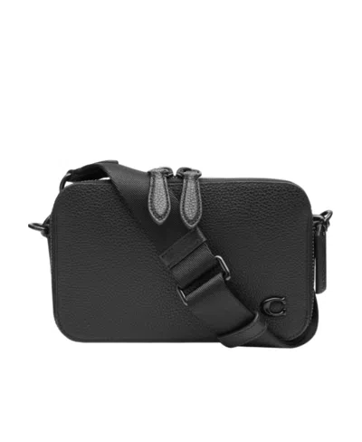 Coach Logo Zipped Messenger Bag In Black