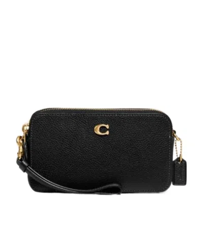 Coach Logo Zipper Shoulder Bag In Black