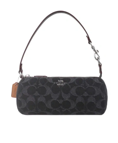 Coach Logo Zipper Shoulder Bag In Black