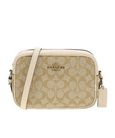 Coach Logo Zipper Shoulder Bag In Nude