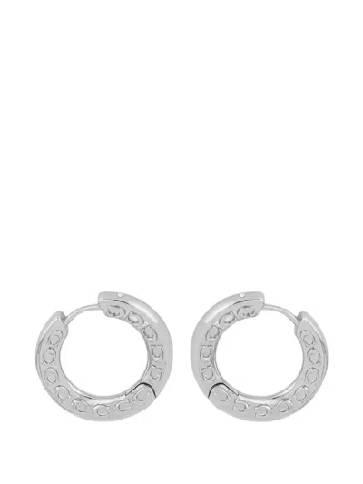 Coach Logo-detail Hoop Earrings In Brown
