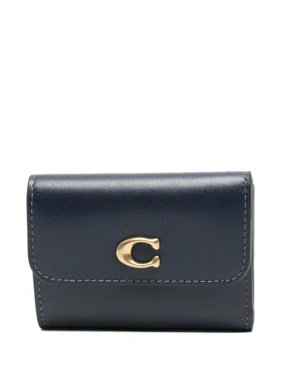 Coach Logo-plaque Flap-closure Wallet In Blue