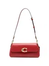 Coach Logo-plaque Leather Shoulder Bag In Red